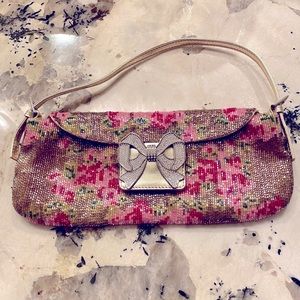 Vintage Valentino Gold Beaded Floral and Crystal Clutch